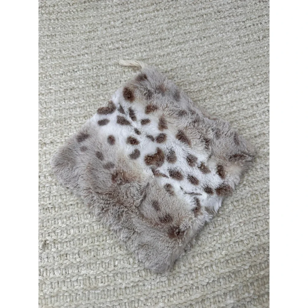 Unbranded Faux Fur Leopard Print Plush Square‎ 8x8 Tan Brown White Nursery Decor